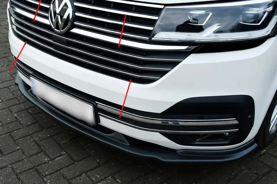Volkswagen T6 2015–2024 Krom grillister 2019+ (5 st, rostfritt stål) Image