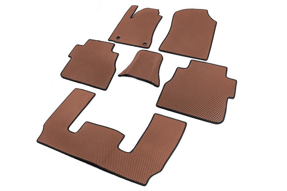 Toyota Sequoia 2007–2022 Polyuretan bilmattor, 3 rader (EVA, tegelmönster) 2:a raden – 3 platser Foto 2