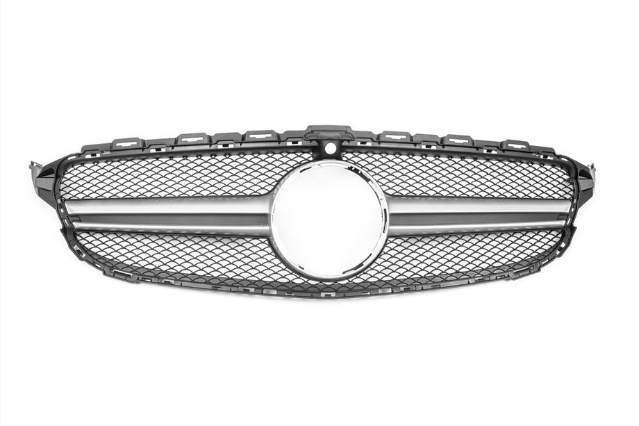 Mercedes C-class W205 2014–2021 AMG Silver frontgrill (för Avantgarde/AMG-Line/C43 AMG) Foto 2