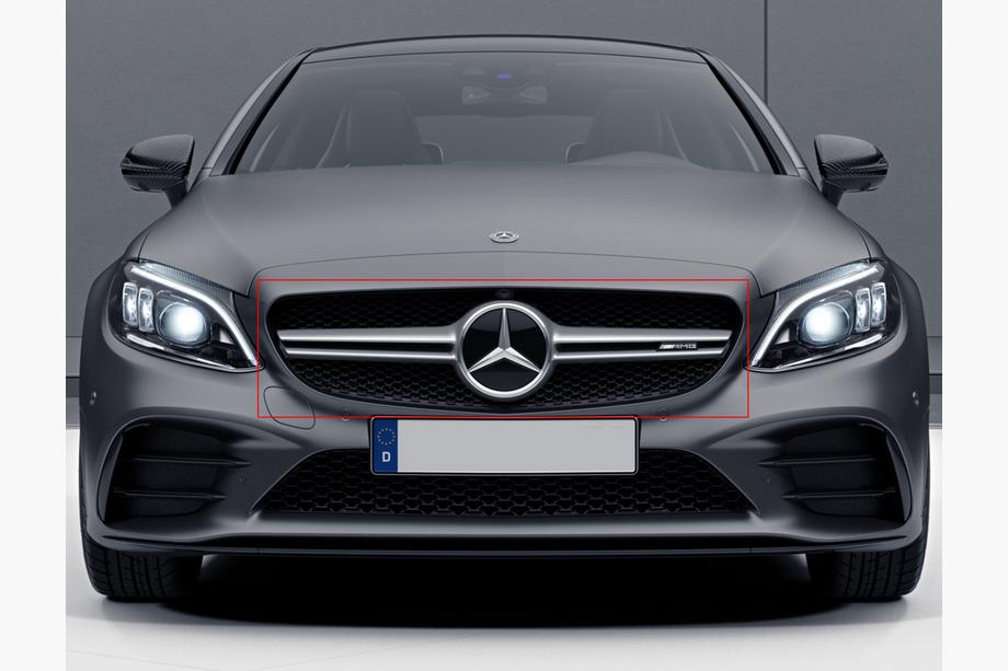 Mercedes C-class W205 2014–2021 AMG Silver frontgrill (för Avantgarde/AMG-Line/C43 AMG) 2014-2018, utan kamera Image