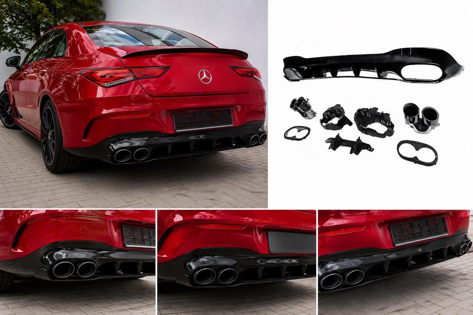 Mercedes CLA C118 2019– Bakre diffuser med avgasändrör (CLA45-design) Image