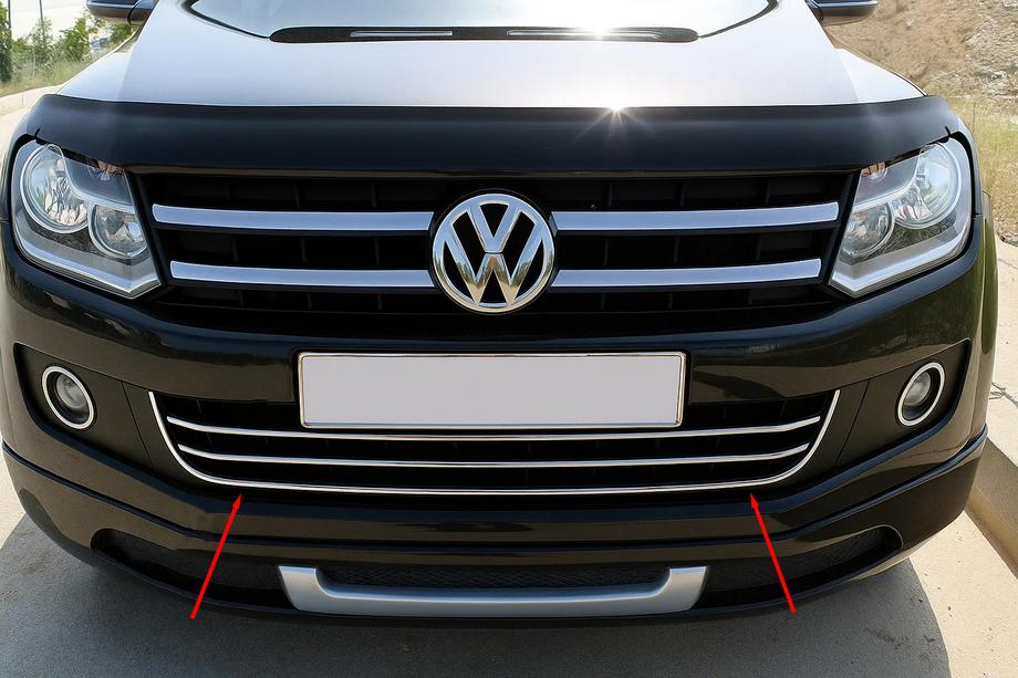 Volkswagen Amarok 2010–2022 Kromlist "smile" för främre stötfångare (1 st, rostfritt stål) Image