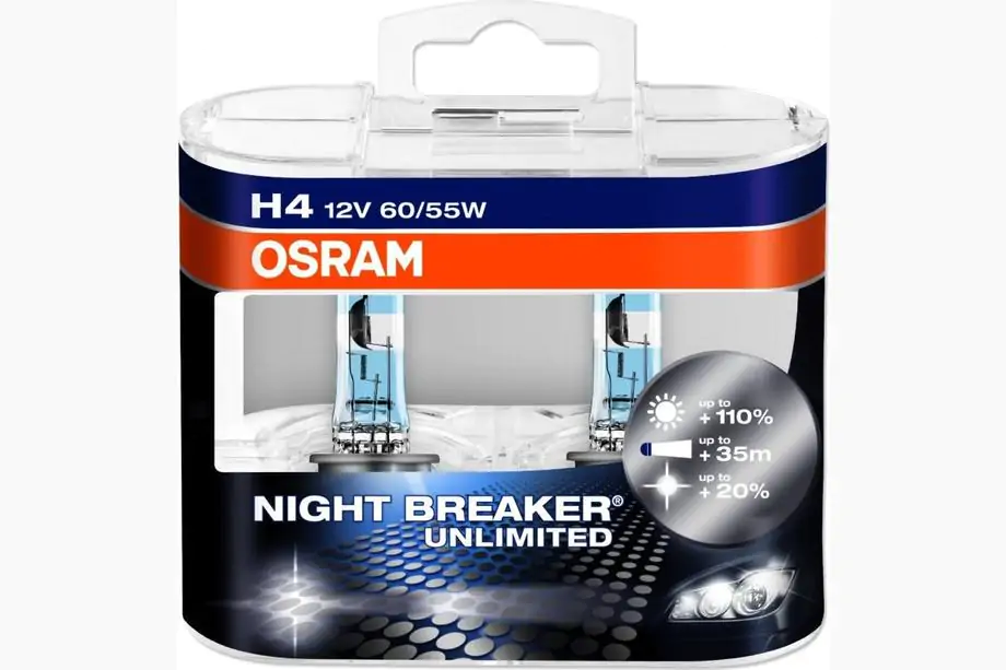 Osram H4 60/55W Night Breaker Unlimited +110% 64193NBU strålkastarlampa Image