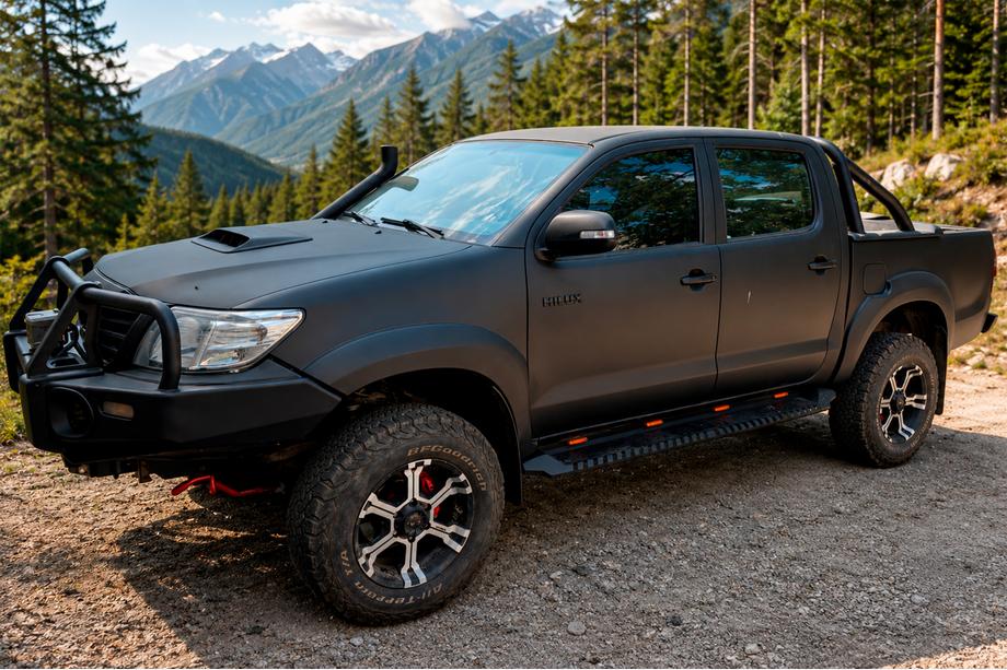 Toyota Hilux 2006–2015 Dakar svarta sidosteg V1 med belysning (2 st, metall) Image