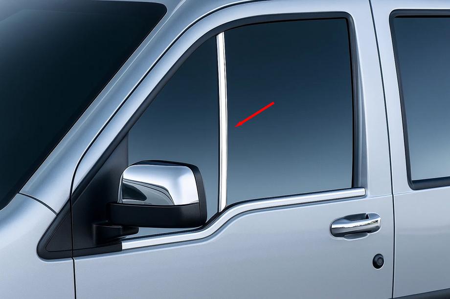 Ford Connect 2002–2006 Vertikal list för ventilationsruta (2 st, rostfritt stål) Carmos - turkiskt stål Image