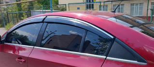 Chevrolet Cruze 2009–2015 Vindavvisare med kromlist (4 st, Sunplex Chrome) foto 2