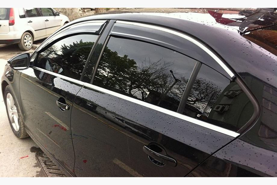 Volkswagen Jetta 2011–2018 Vindavvisare med kromlist (4 st, Sunplex Chrome) Image