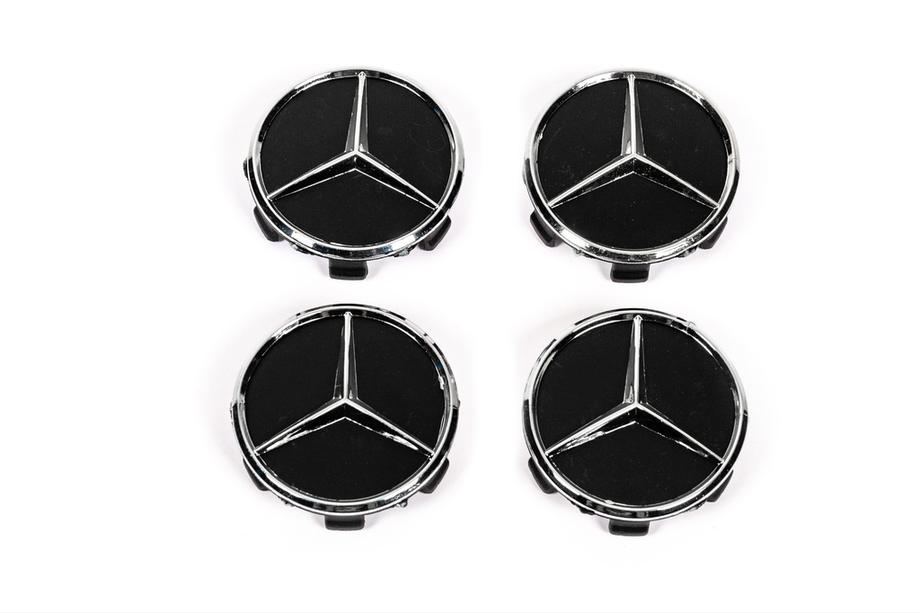 Mercedes-Benz Navkåpor till fälgar 71/75 mm utan ring (4 st, svarta V1) Image
