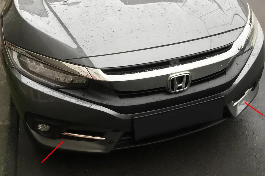 Honda Civic Sedan X 2016–2021 Carmos rostfria lister för dimljus (2 st.) Image