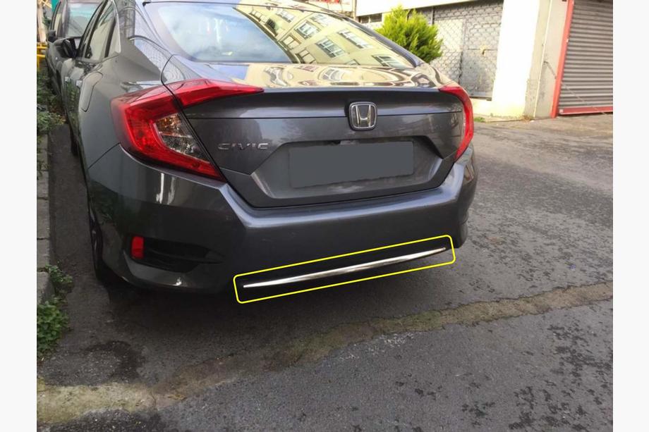 Honda Civic Sedan X 2016–2021 Kantskydd till bakre stötfångare i rostfritt stål Image