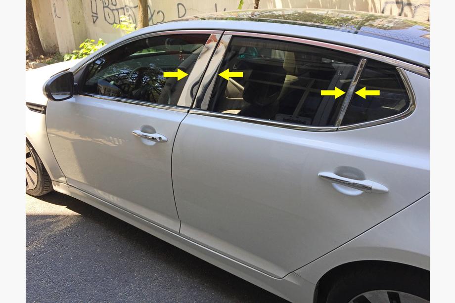 Kia Optima 2010–2016 Dörrstolpslister (6 st, rostfritt) Image