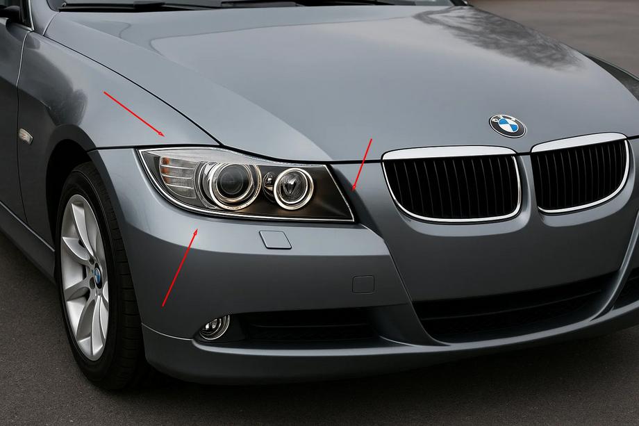 BMW 3-serie E90/E91 2005–2011 Strålkastaröverdrag (2 st, plast) Image