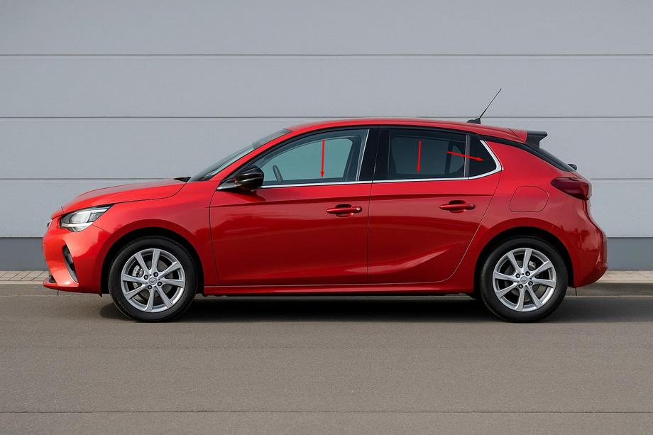 Opel Corsa F 2019– Nedre fönsterlister (6 st, rostfritt) Foto 1