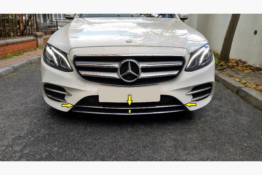 Mercedes E-klass W213 2016–2023 Kromlist för främre stötfångare 2016-2020 (rostfritt stål) Image