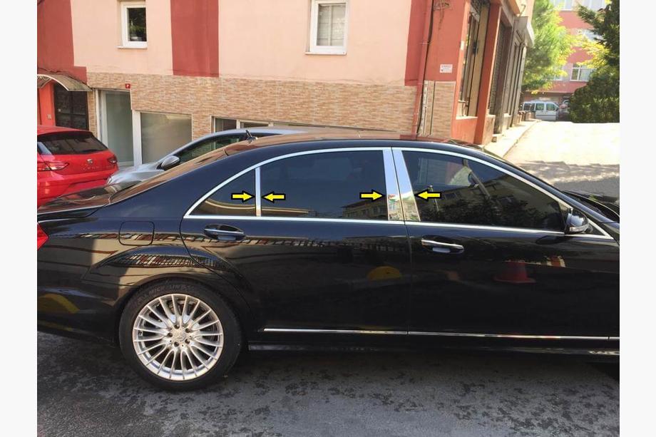 Mercedes S-class W221 2005–2013 Stolpbeklädnader (6 st, rostfritt) Image
