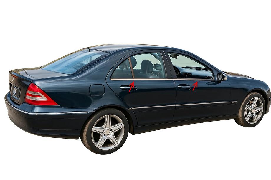 Mercedes C-klass W203 2000–2007 Fönsterlister (rostfritt stål) 4 st, Sedan, Carmos – turkiskt stål Image