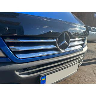 Breda grillöverlägg (2002-2006, 6 delar, rostfritt) Mercedes Sprinter W901/902/903/904/905 1995–2006 foto 1